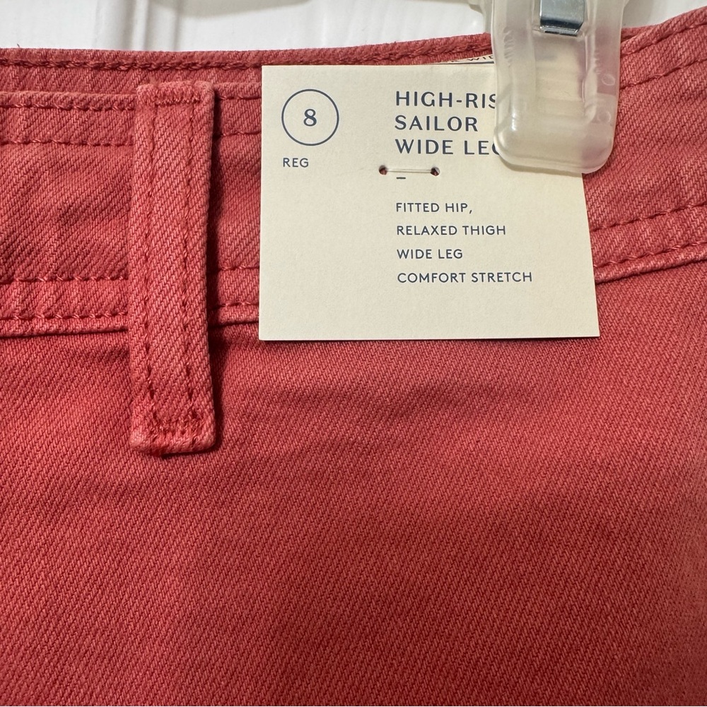 Universal Thread Sailor Wide-Leg Jeans Women’s Size 8 Coral-Red High-Rise Pants - Picture 11 of 13